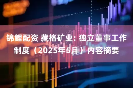 锦鲤配资 藏格矿业: 独立董事工作制度（2025年5月）内容摘要